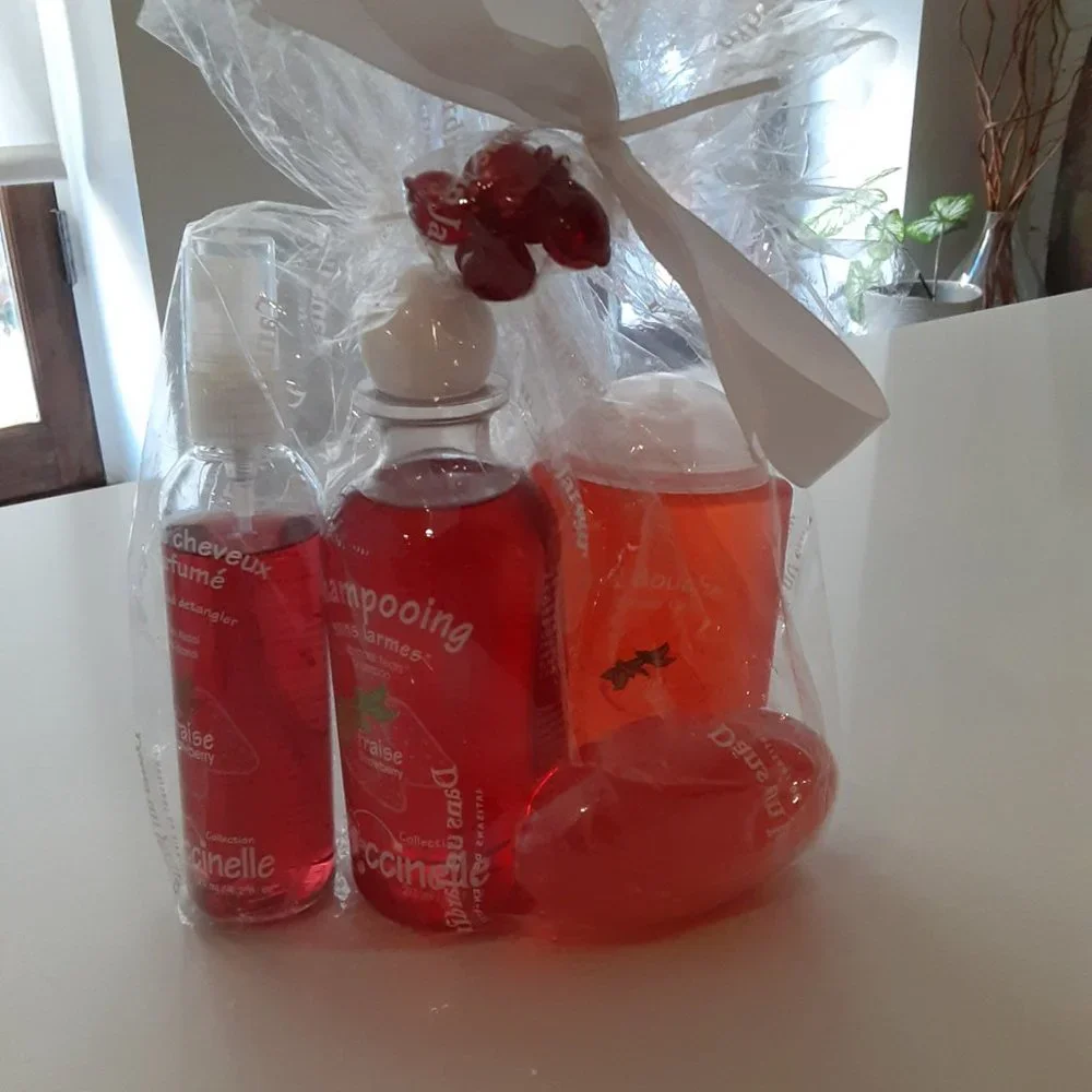 Dans un Jardin - Fraise bath/ shampooing gift set - 4 piece NEW
